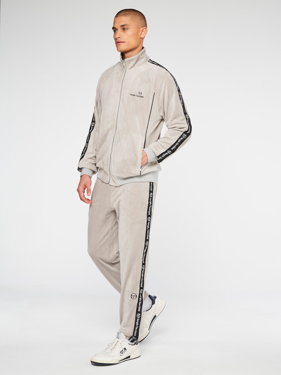 Men | Logo Velour Track Jacket | Quiet Gray