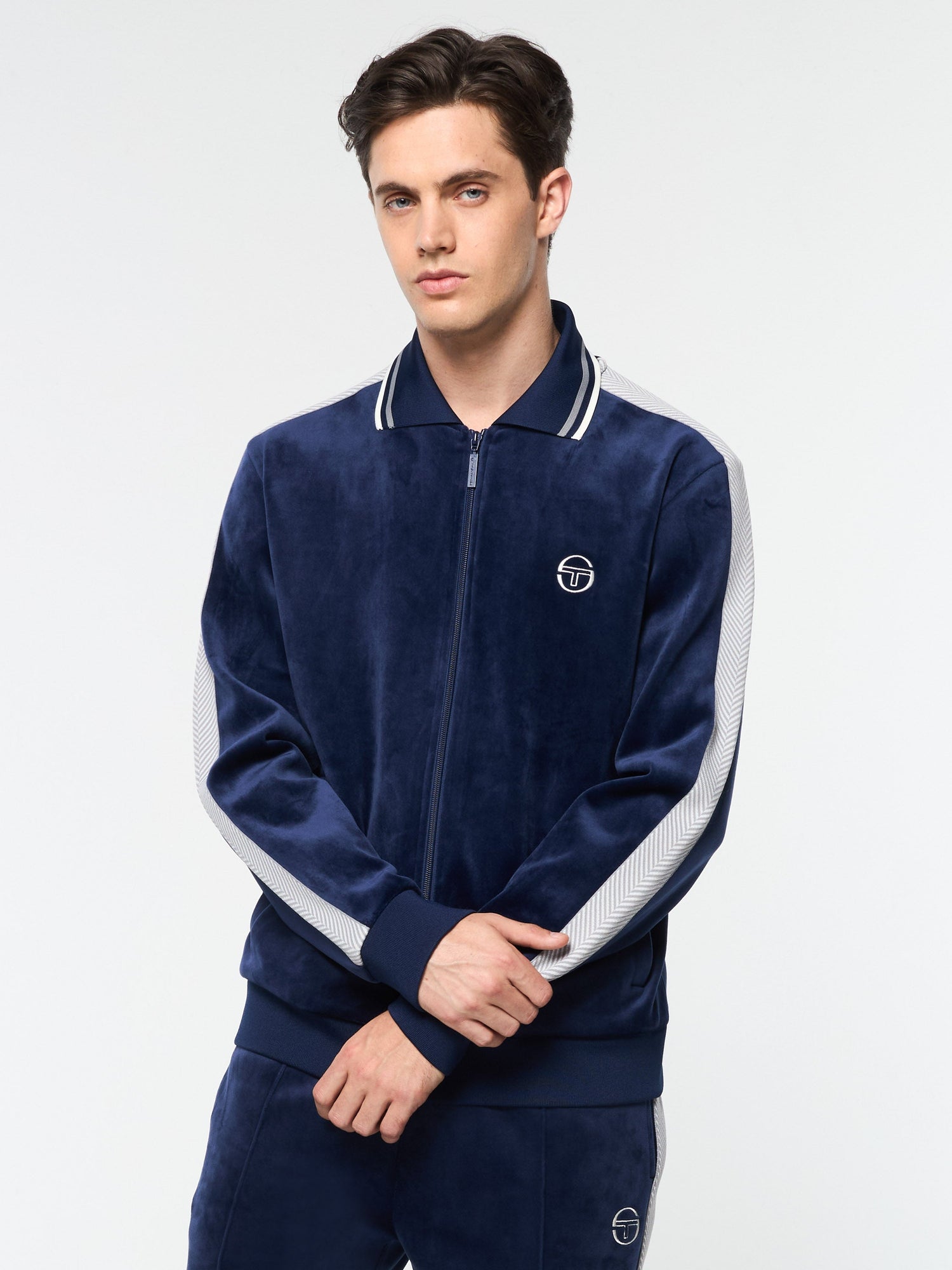 Men | Maglia Velour Track Jacket | Maritime Blue