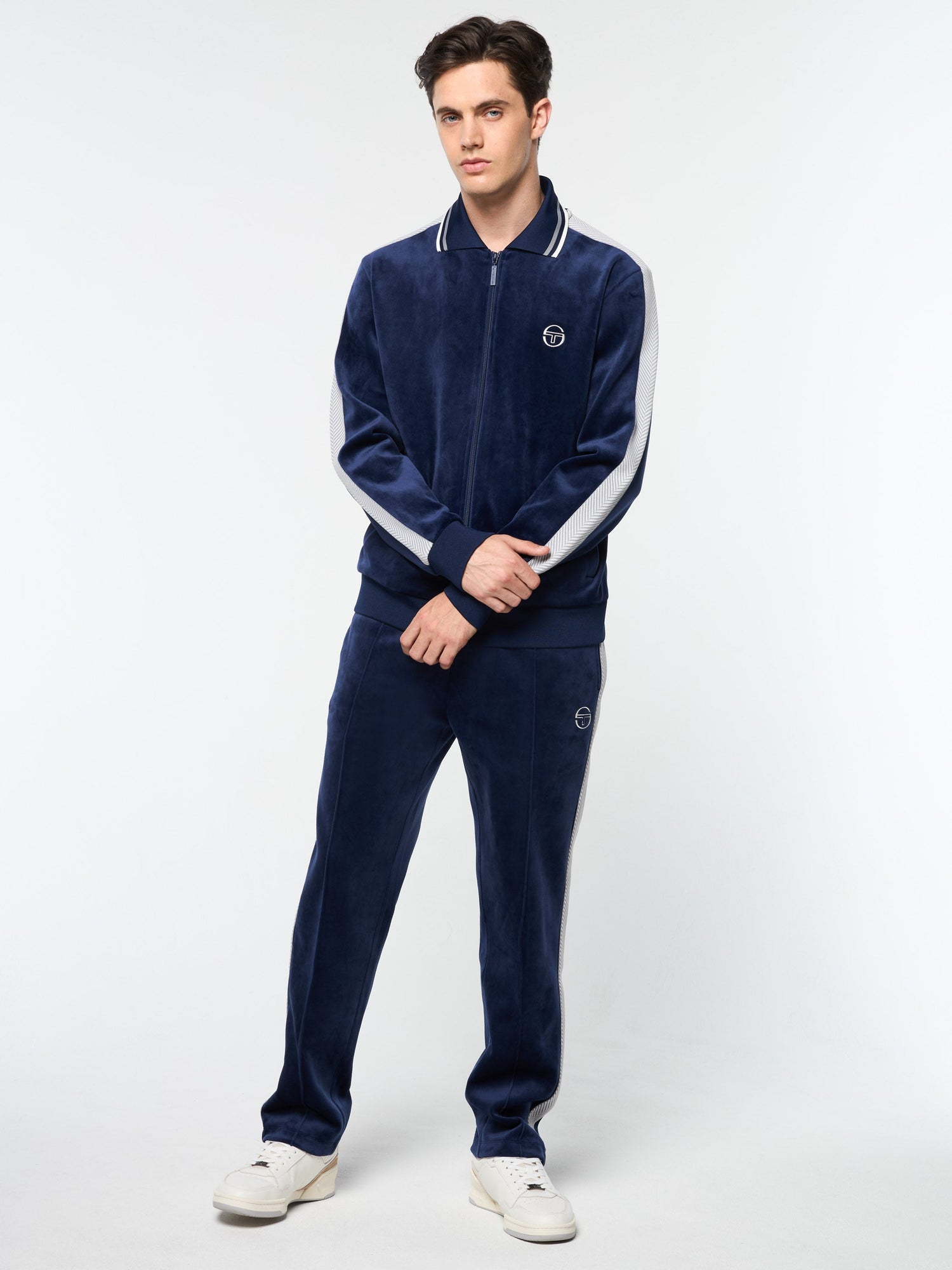 Men | Maglia Velour Track Jacket | Maritime Blue