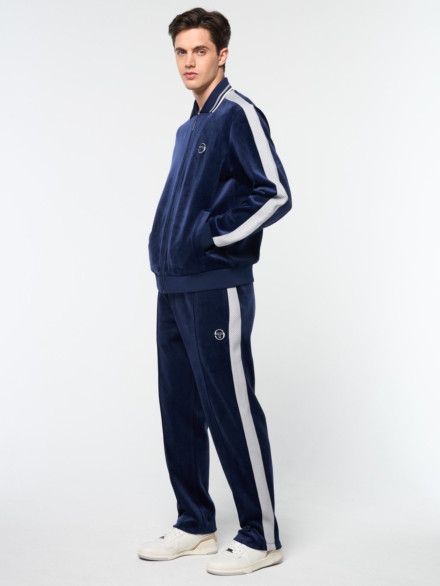 Men | Maglia Velour Track Jacket | Maritime Blue