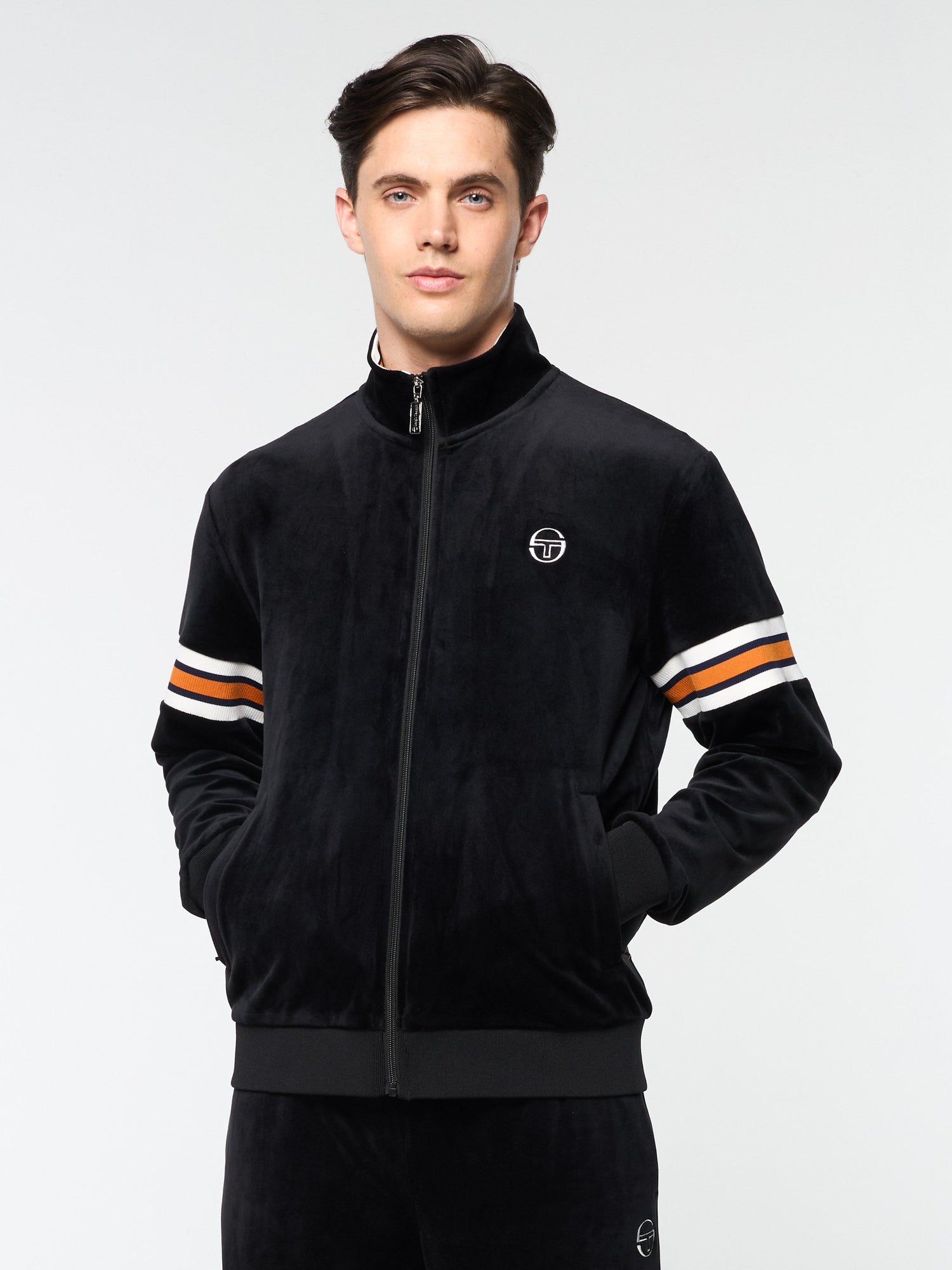 Men | Ostuni Velour Track Jacket | Black Beauty