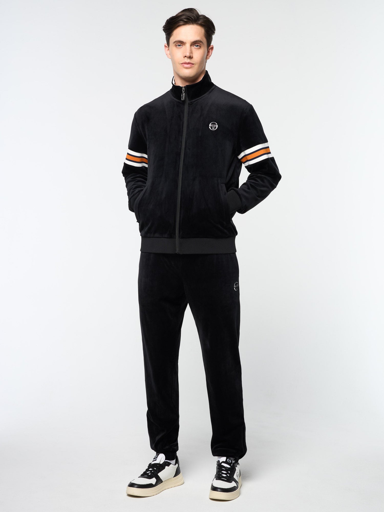 Men | Ostuni Velour Track Jacket | Black Beauty