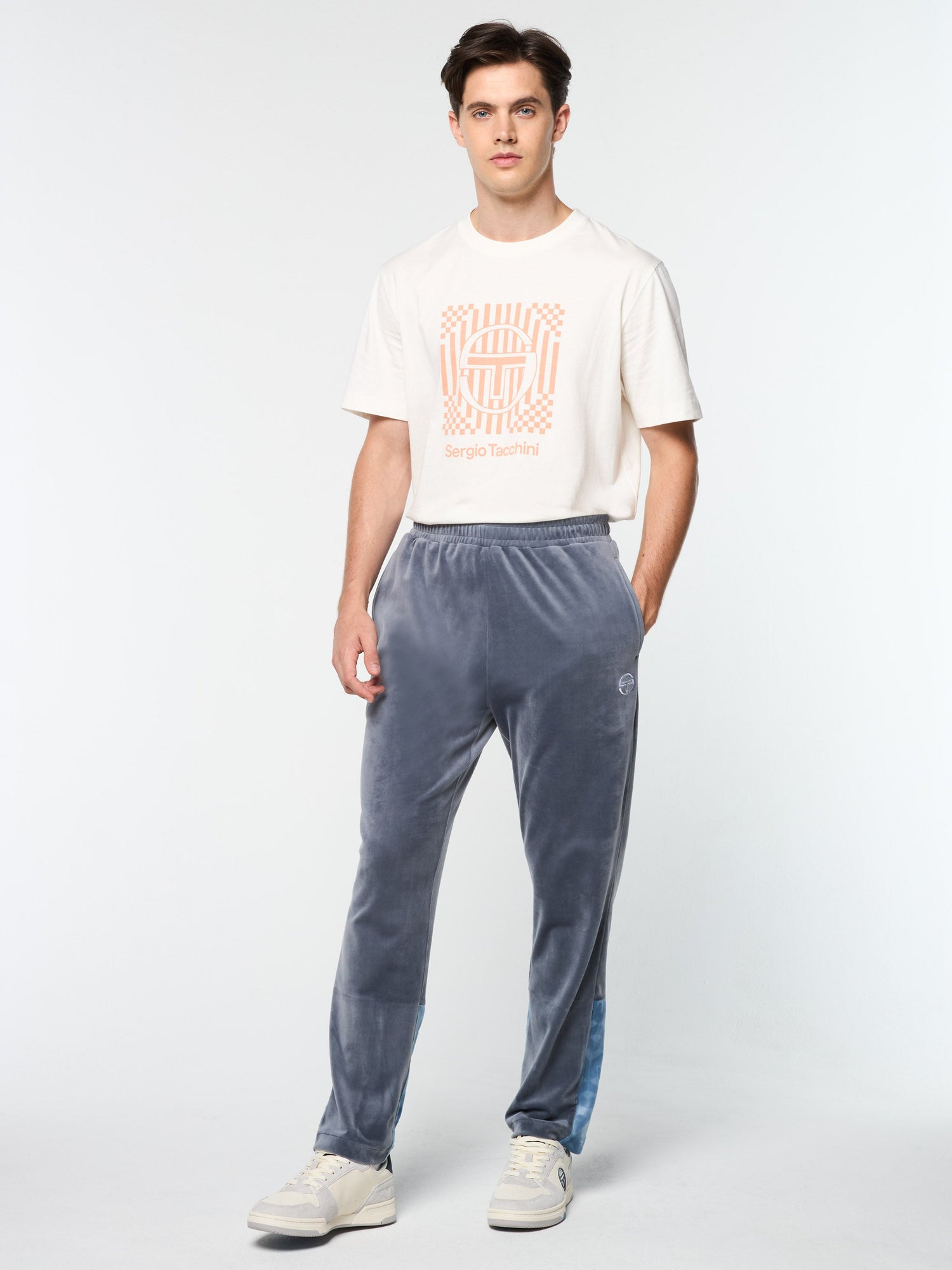 Men | Foggia Velour Debossed Track Pant | Grisaille