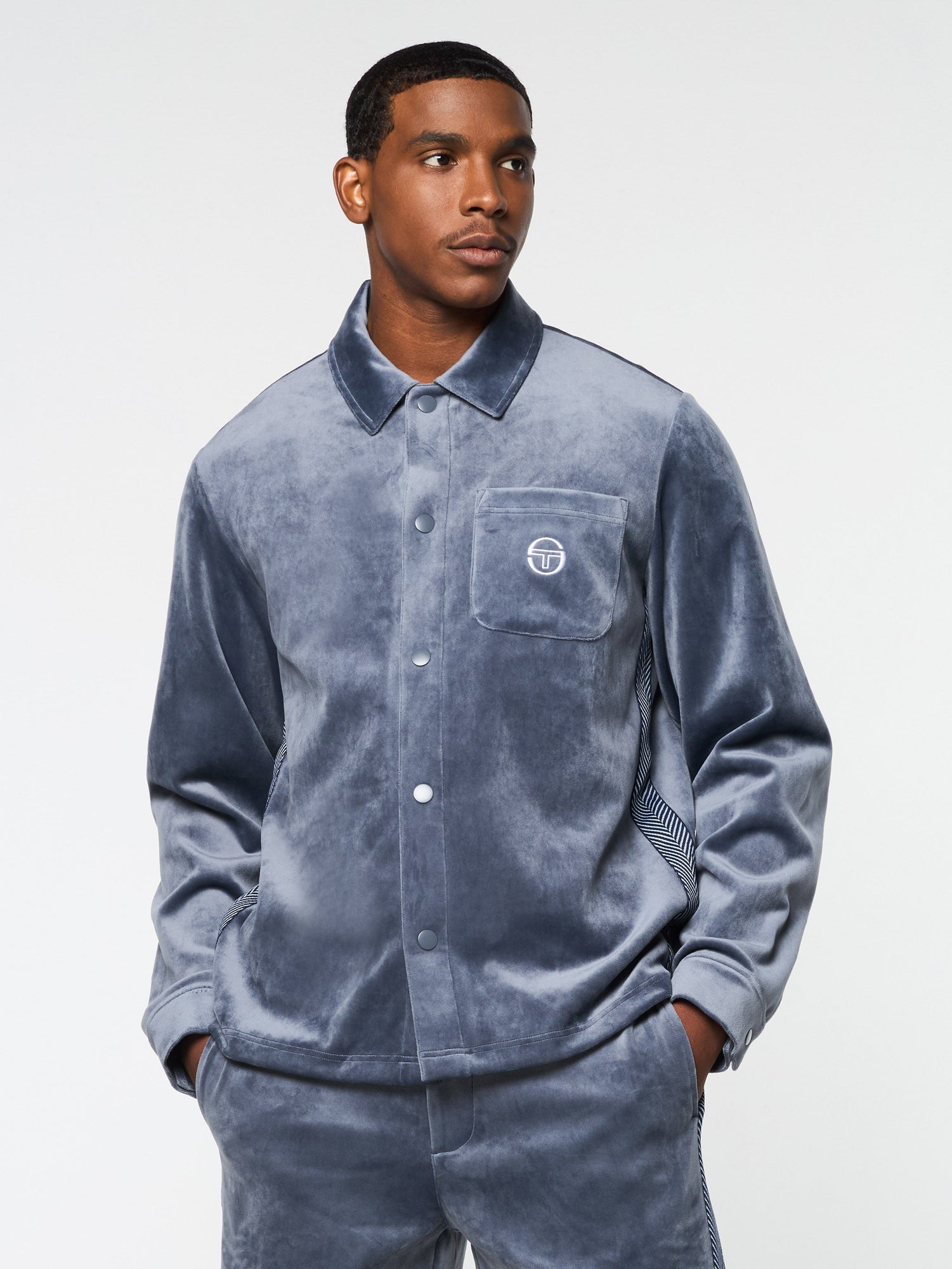 Men | Maglia Velour Overshirt | Grisaille