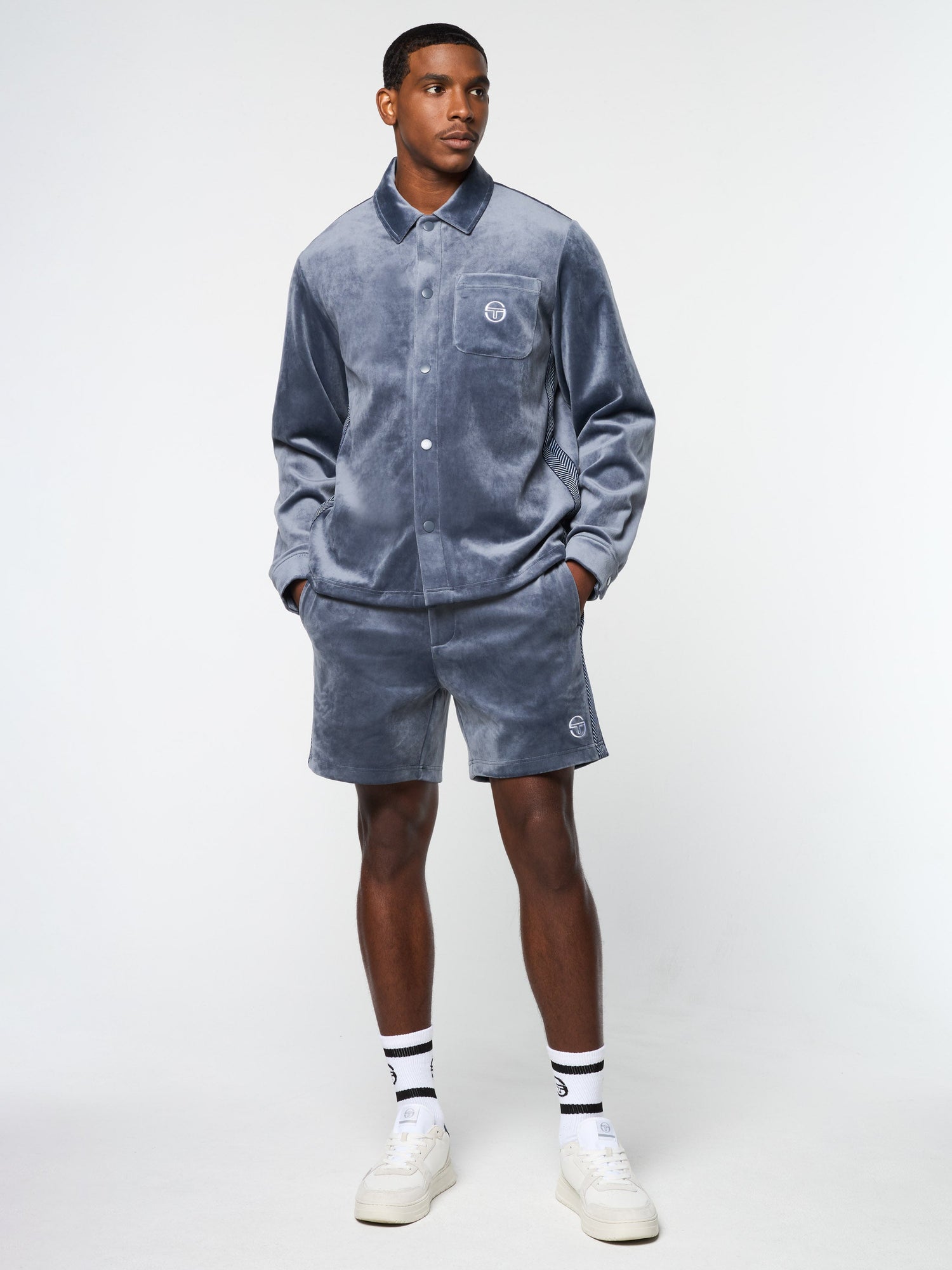 Men | Maglia Velour Overshirt | Grisaille