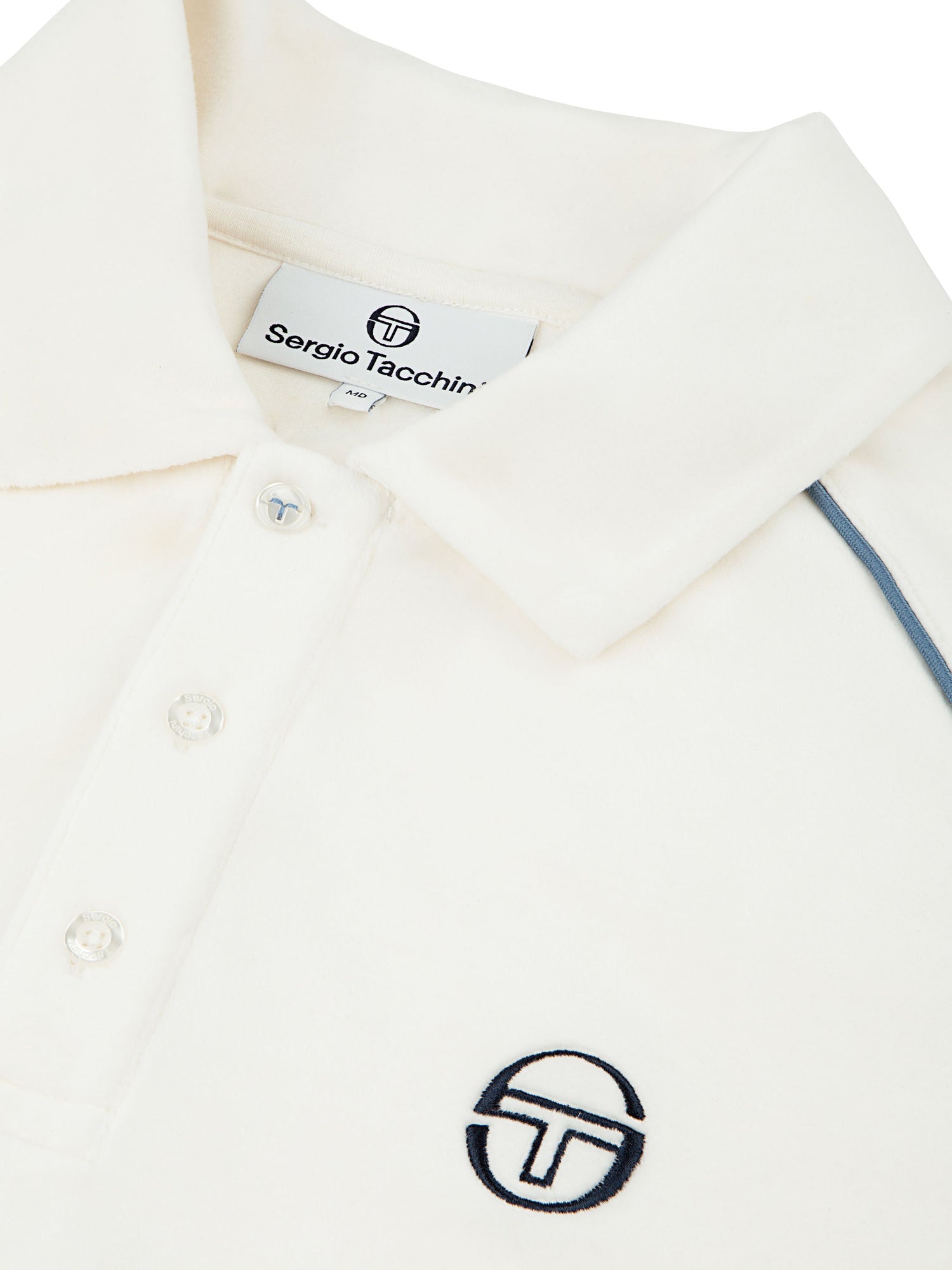 Men | Noci Velour Long Sleeve Polo | Gardenia