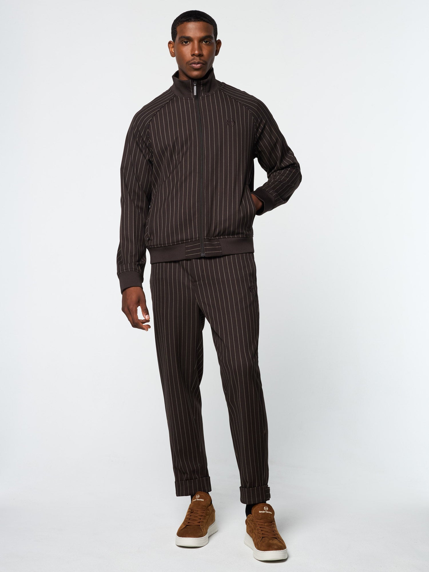 Men | Gessato Suiting Track Jacket | Java