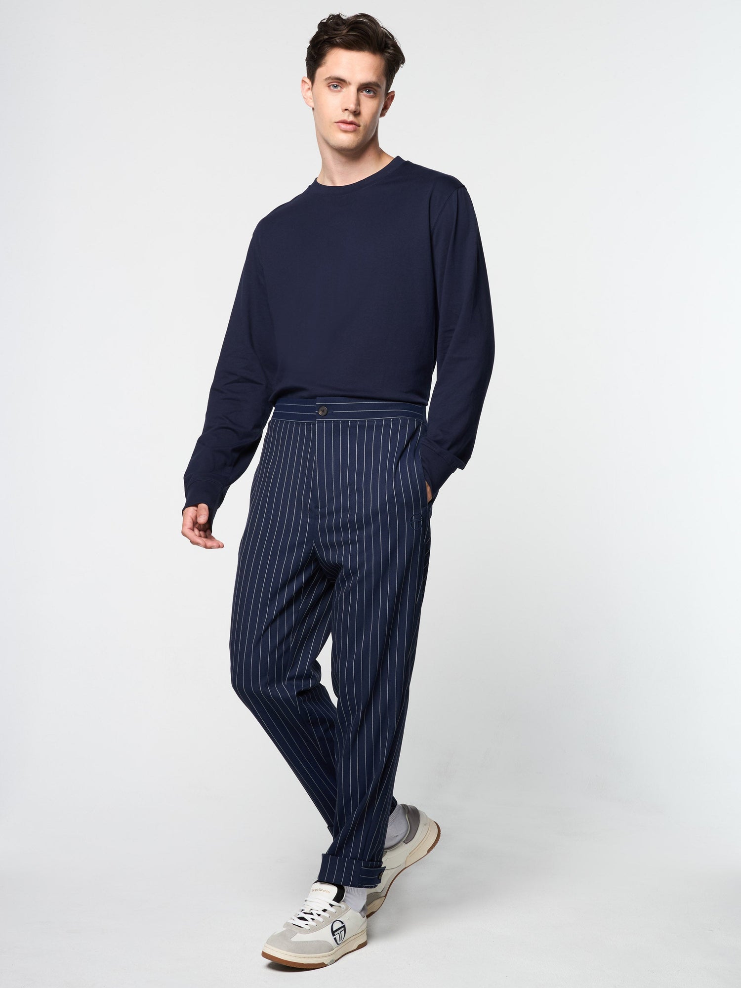 Men | Gessato Suiting Track Pant | Maritime Blue