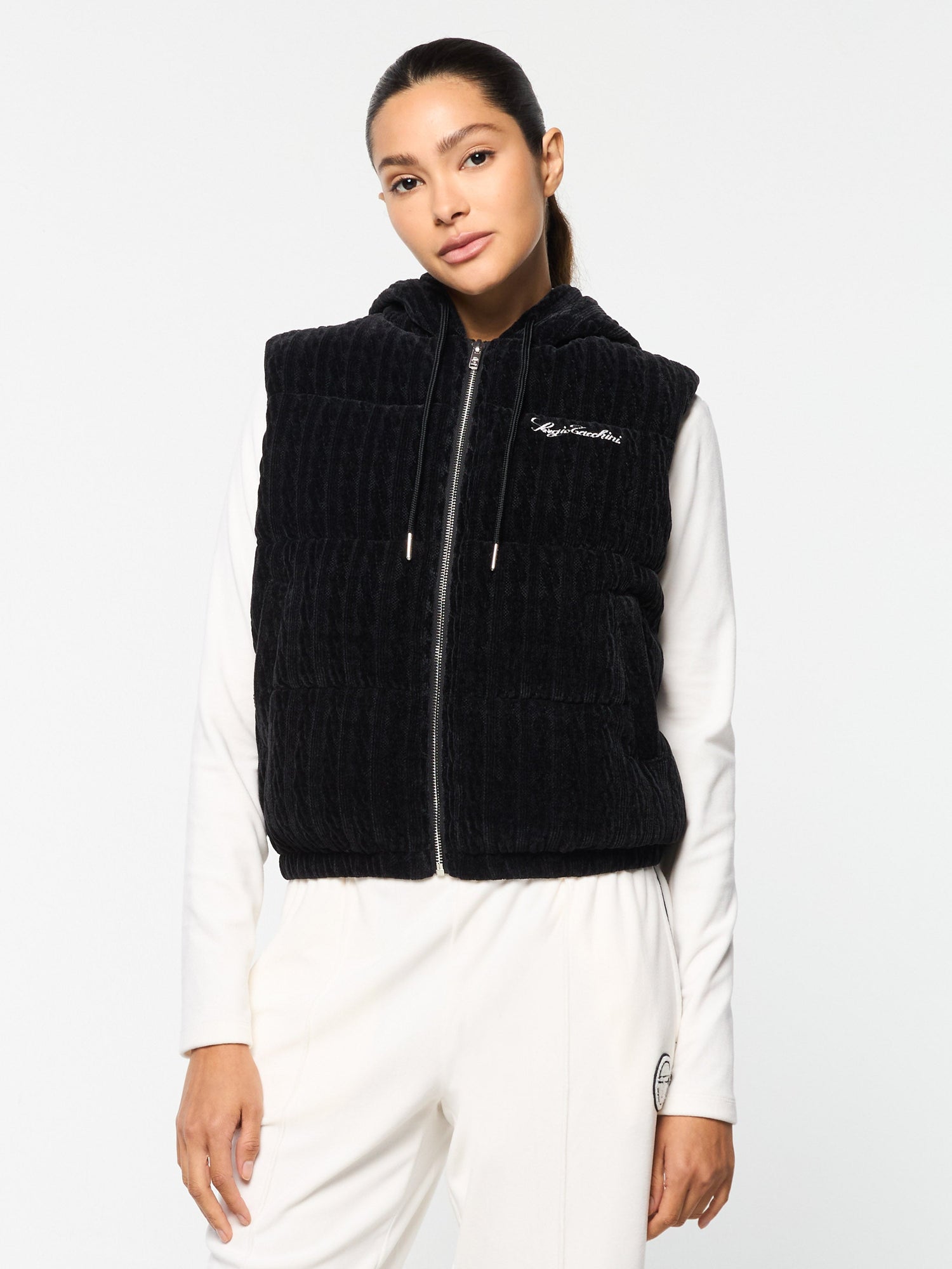 Women | Catena Chenille Puffer Vest | Black Beauty