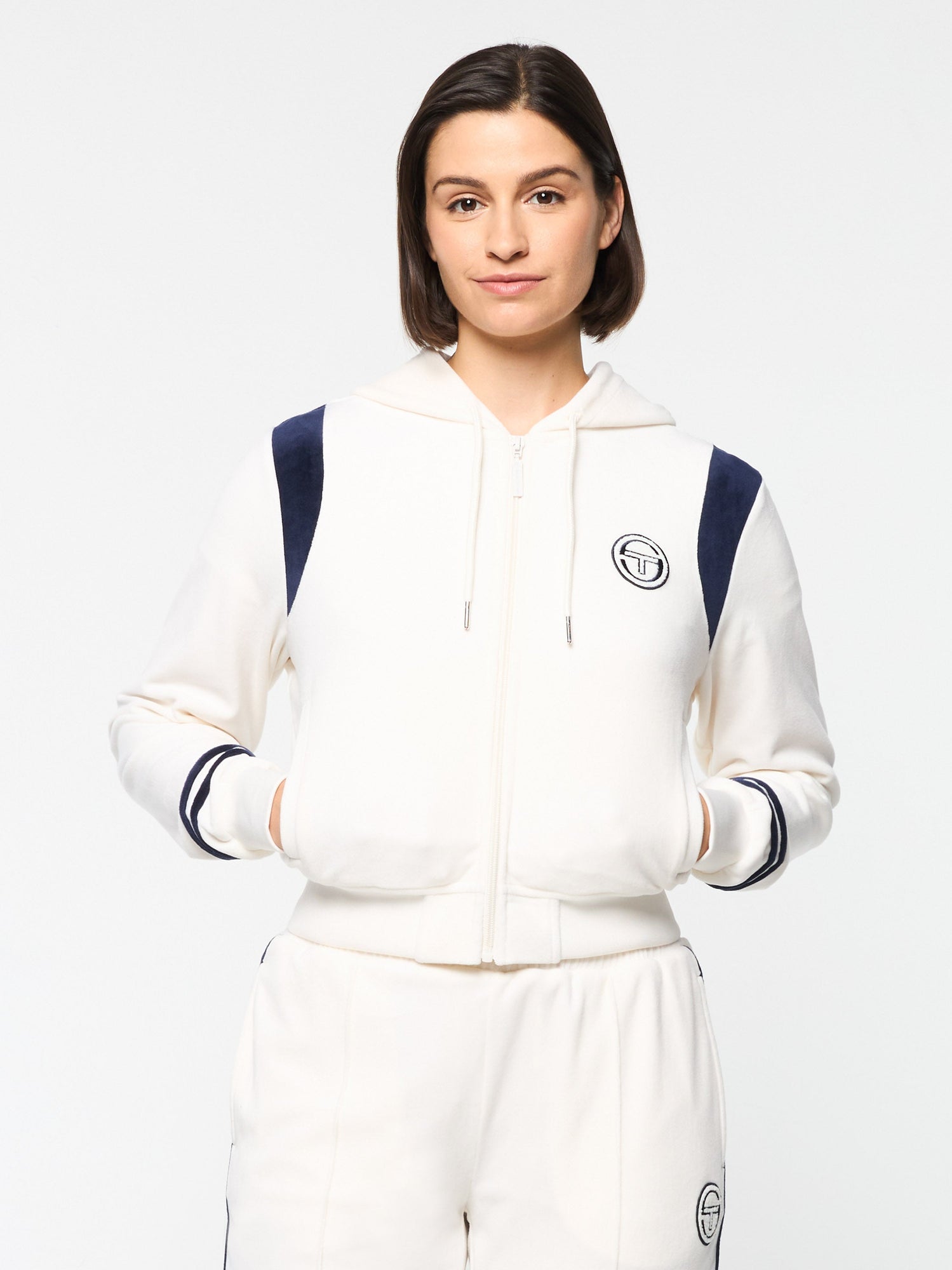 Women | Veneto Velour Zip-Up Hoodie | Gardenia