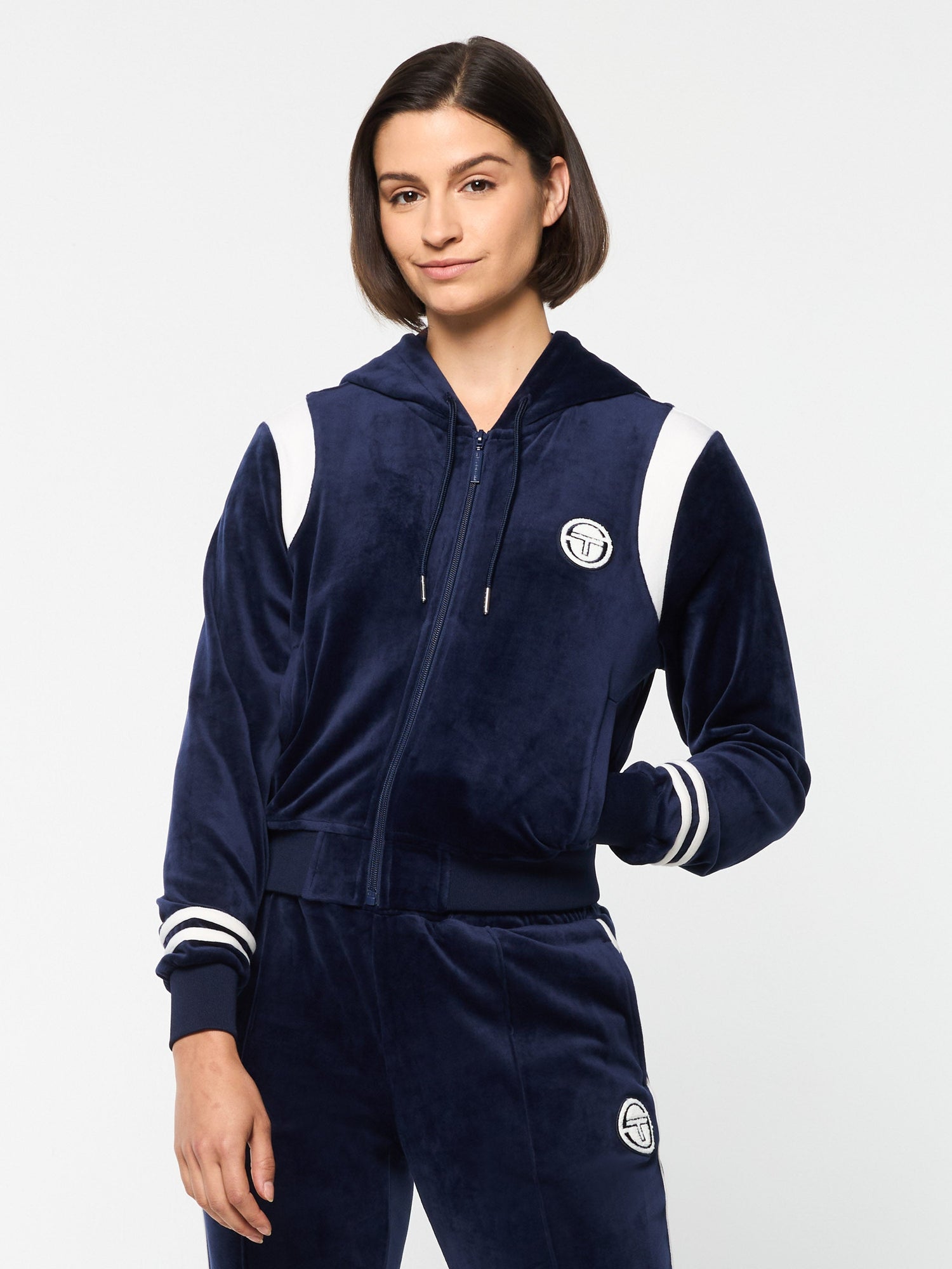Women | Veneto Velour Zip-Up Hoodie | Maritime Blue