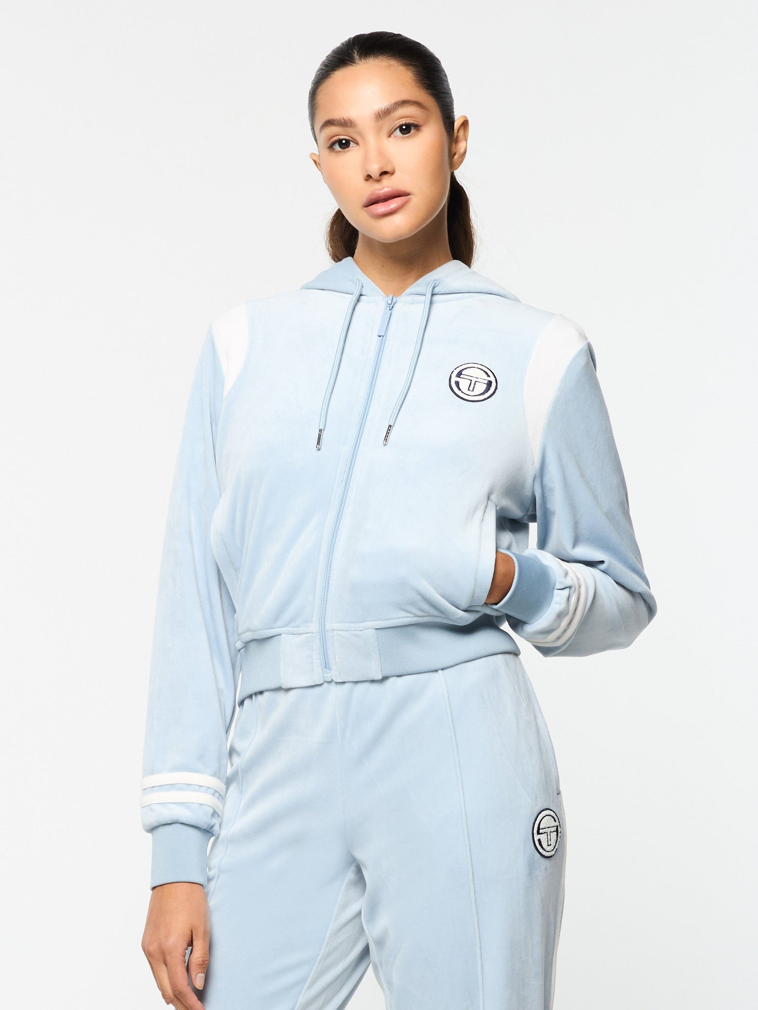 Women | Veneto Velour Zip-Up Hoodie | Celestial Blue
