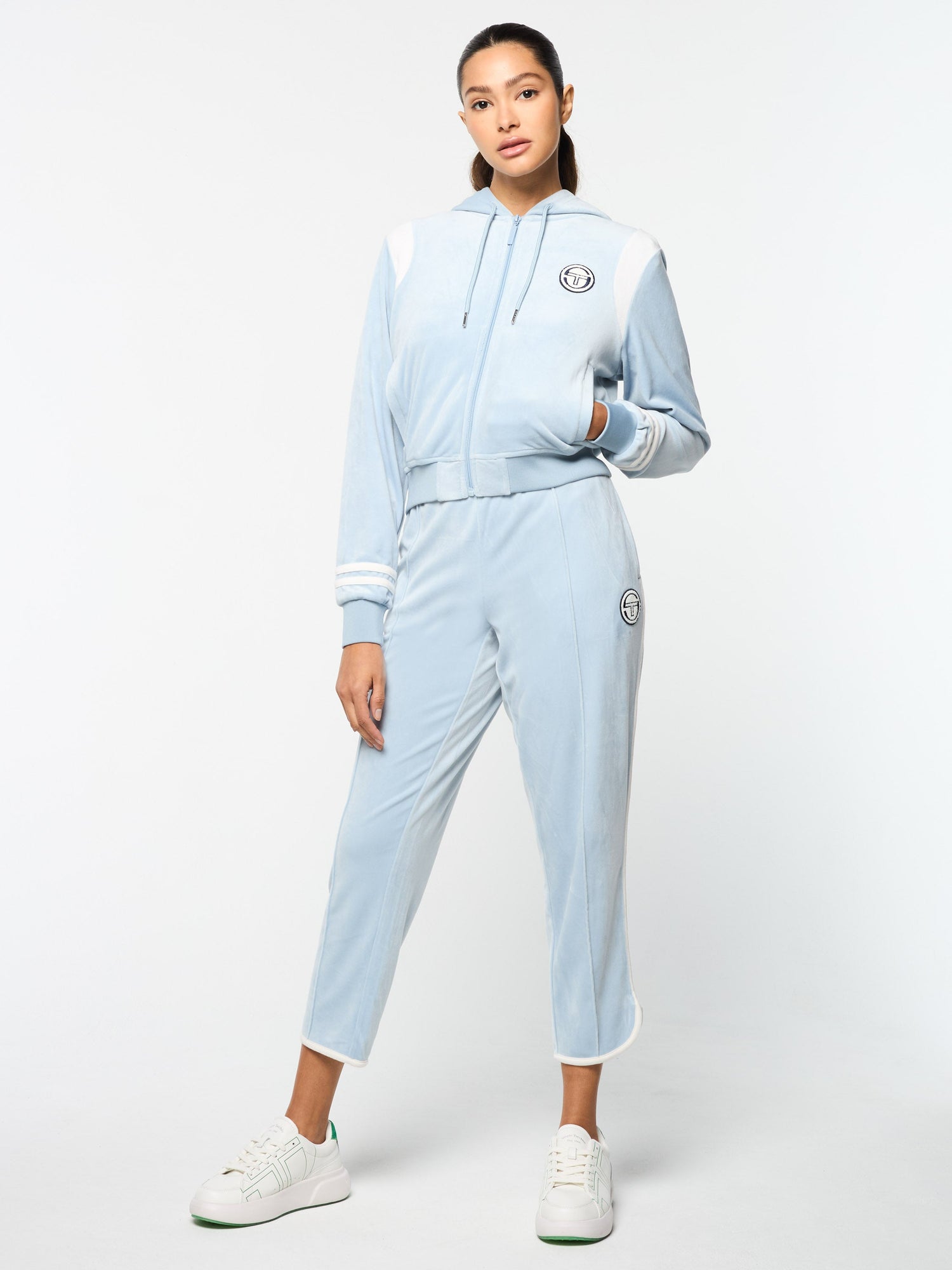 Women | Veneto Velour Zip-Up Hoodie | Celestial Blue