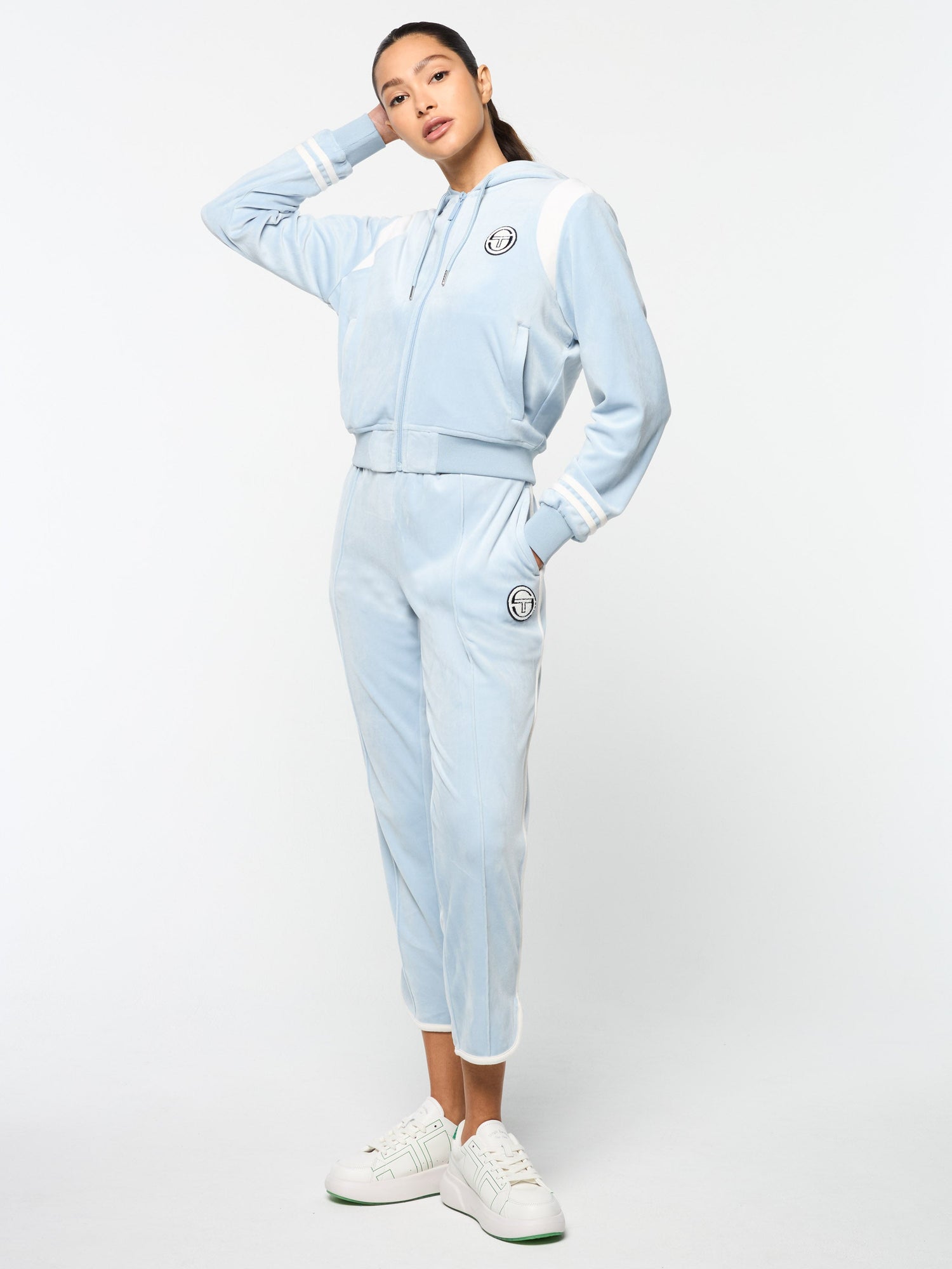 Women | Veneto Velour Zip-Up Hoodie | Celestial Blue