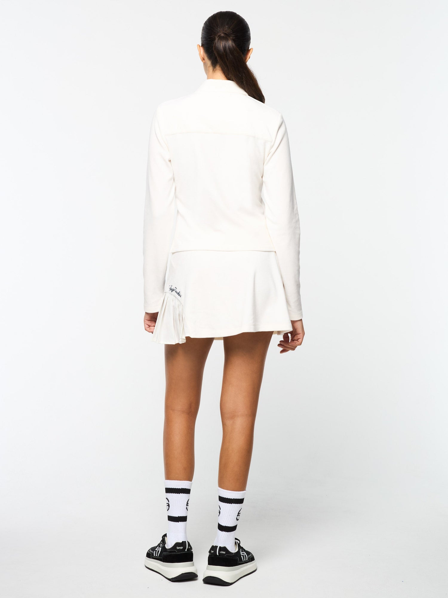 Women | Veneto Velour Long Sleeve Polo | Gardenia