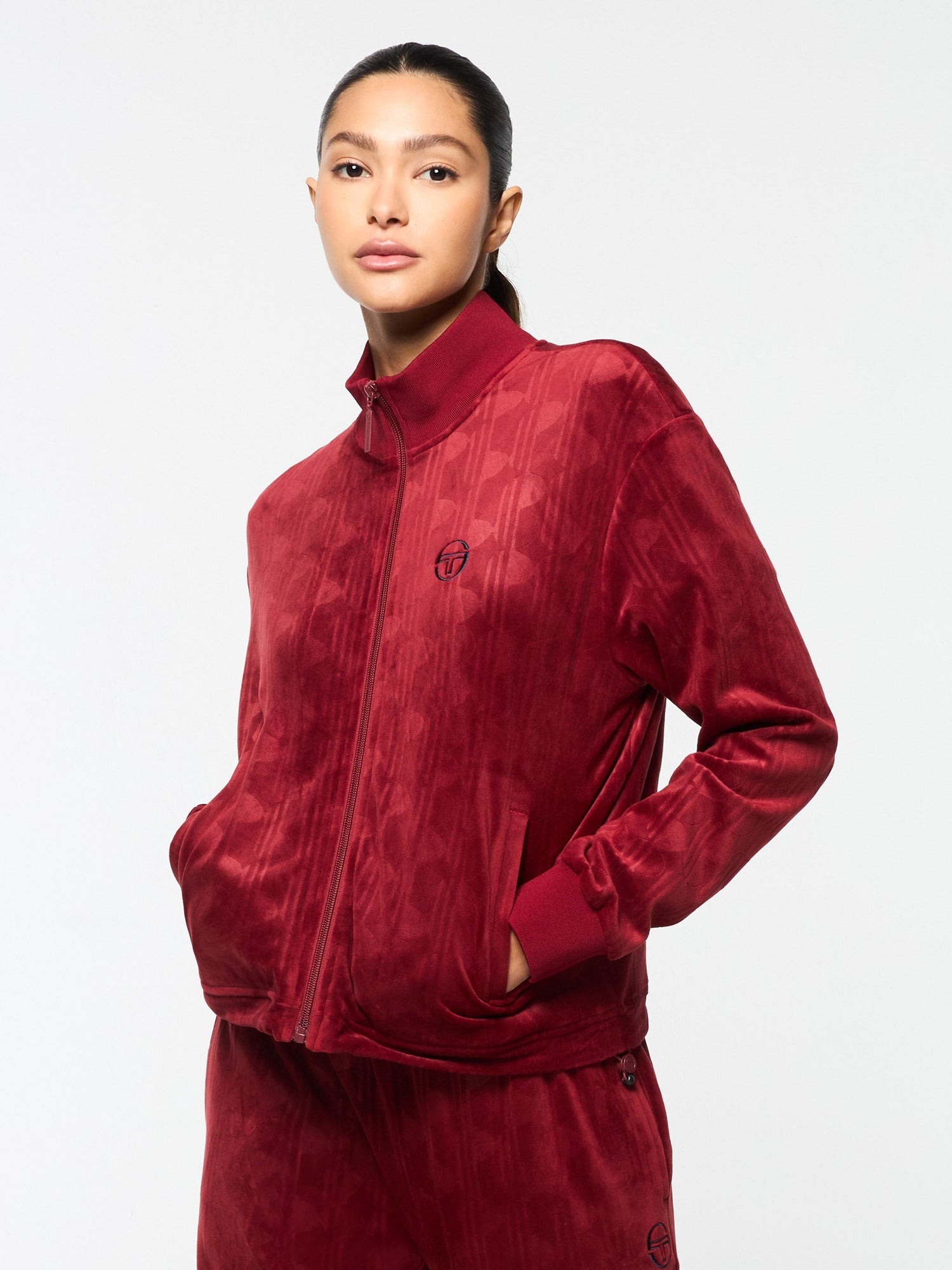 Women | Gabrisa Velour Track Jacket | Sun Dried Tomato