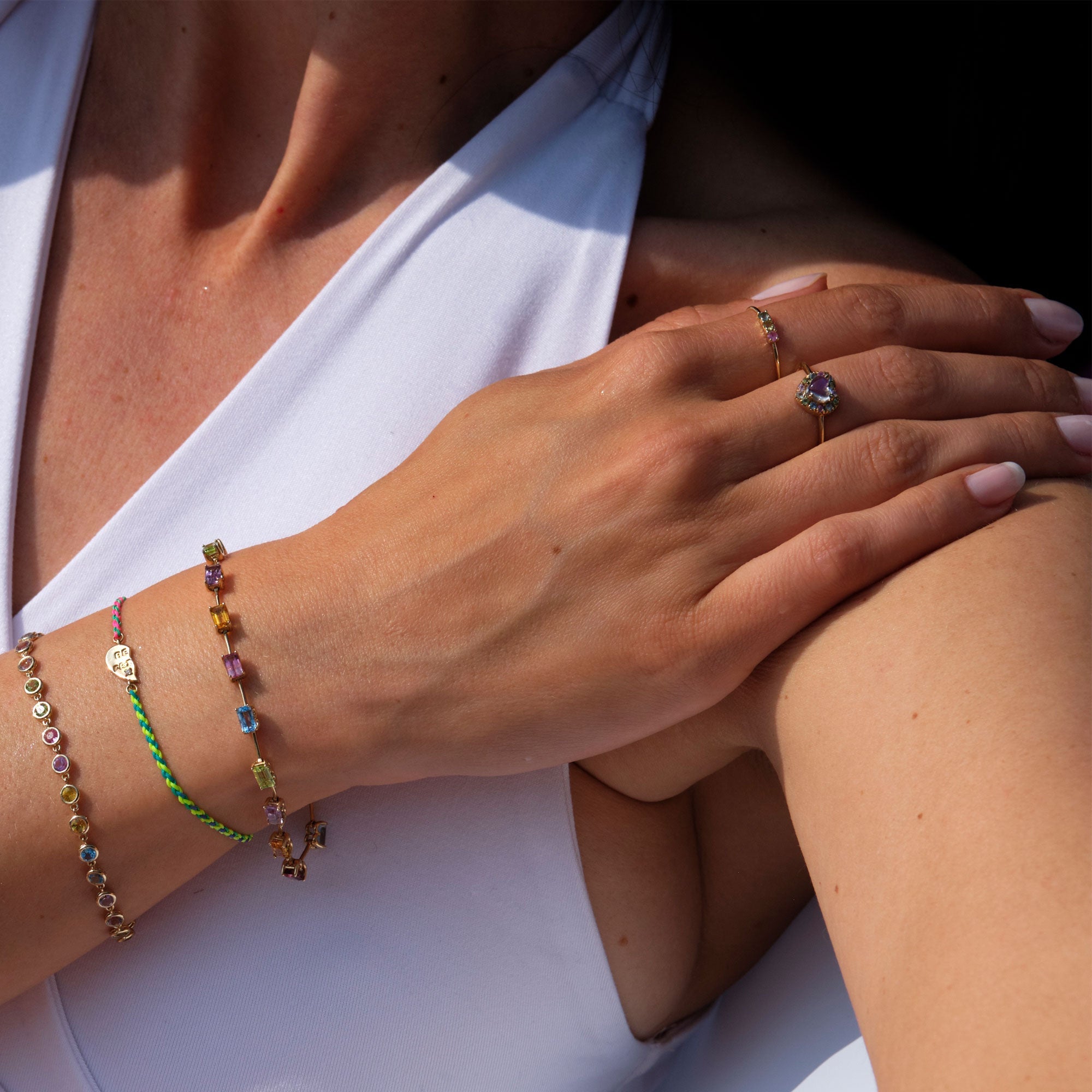 Stone and Strand 10K Yellow Gold Small Pop Diamond Bestie Bracelets Front Image