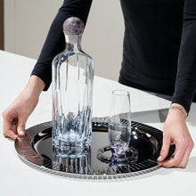 Striations Coasters in Holder | Silver-Plated Stainless Steel | Set of 4 & Holder