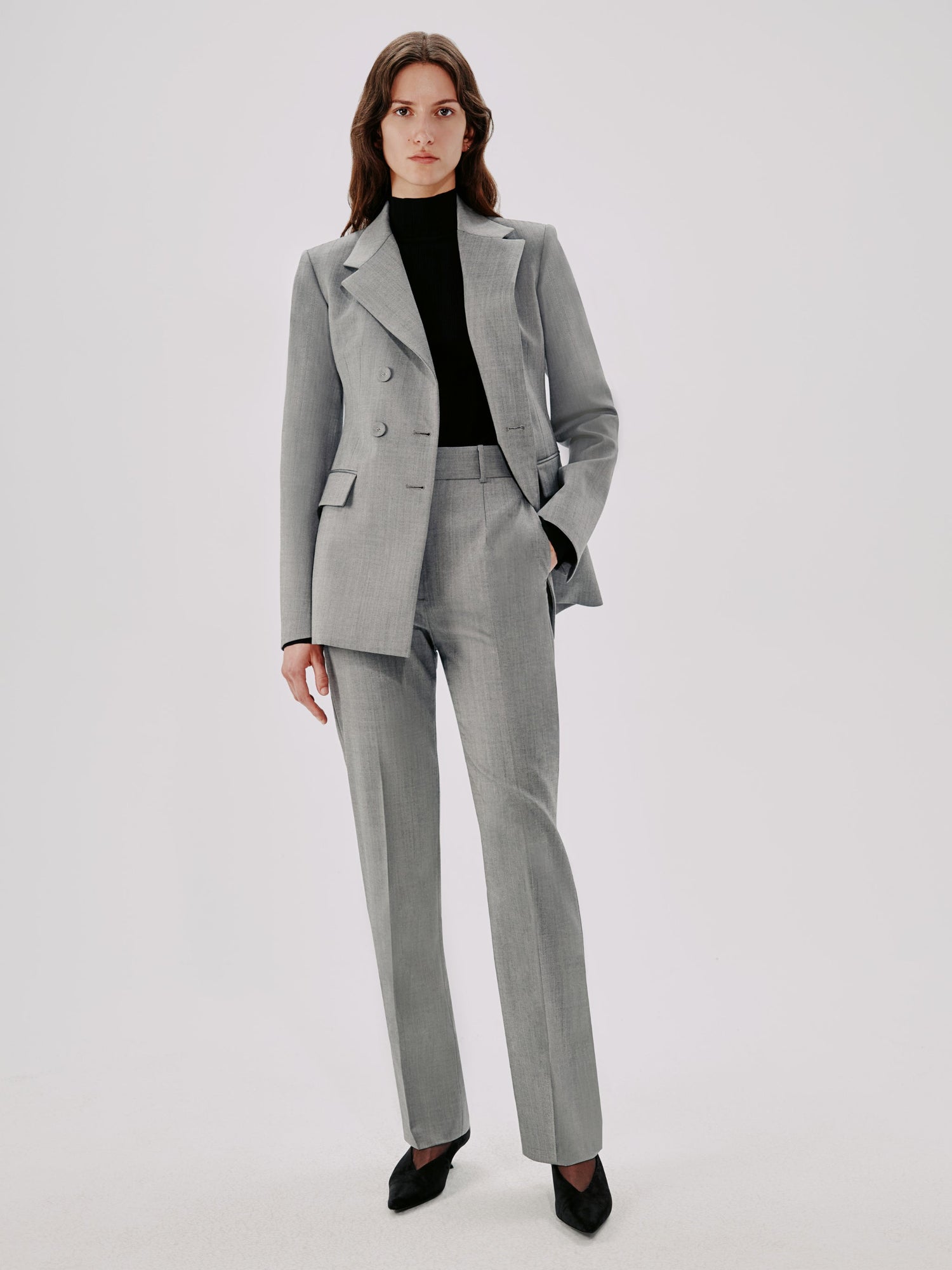 Another Tomorrow Straight Leg Trouser in Black – Wool Women's Trousers