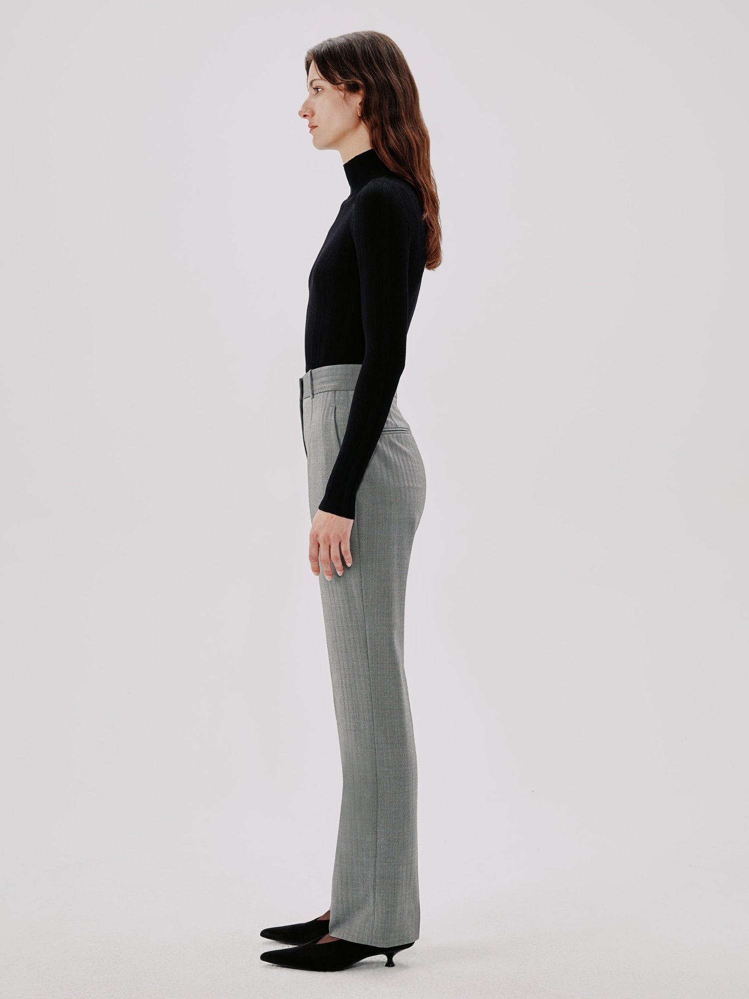 Another Tomorrow Straight Leg Trouser in Black – Wool Women's Trousers