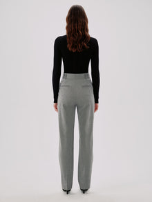 Another Tomorrow Straight Leg Trouser in Black – Wool Women's Trousers