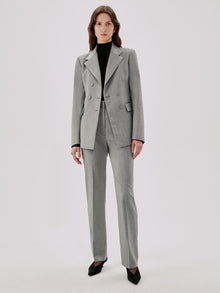 Another Tomorrow Double Breasted Structured Jacket in Black/White – Wool Women's Jacket