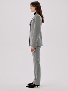 Another Tomorrow Double Breasted Structured Jacket in Black/White – Wool Women's Jacket
