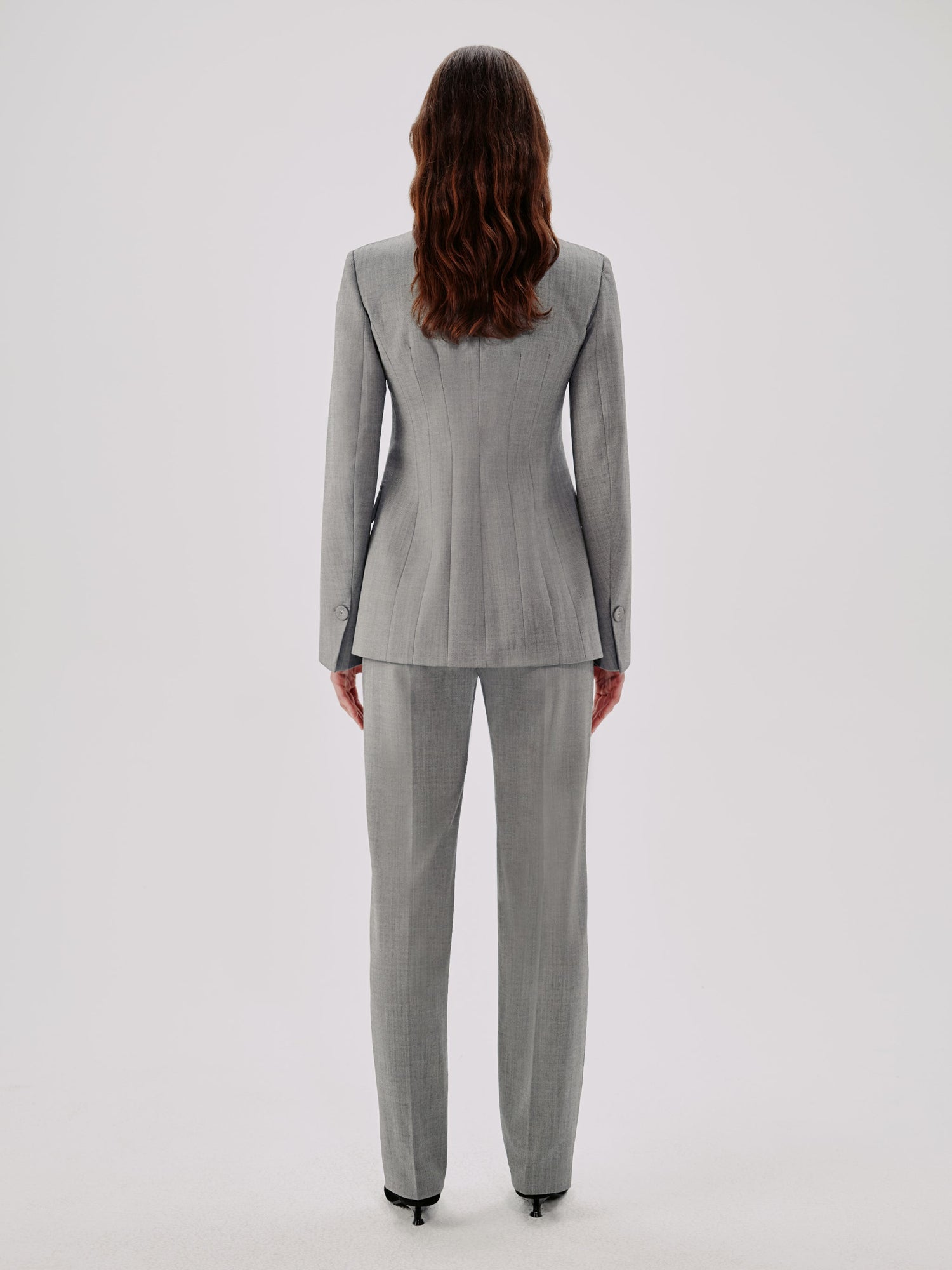 Another Tomorrow Double Breasted Structured Jacket in Black/White – Wool Women's Jacket
