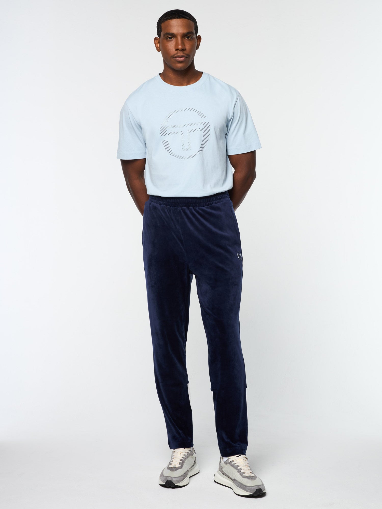 Men | Foggia Velour Debossed Track Pant | Maritime Blue