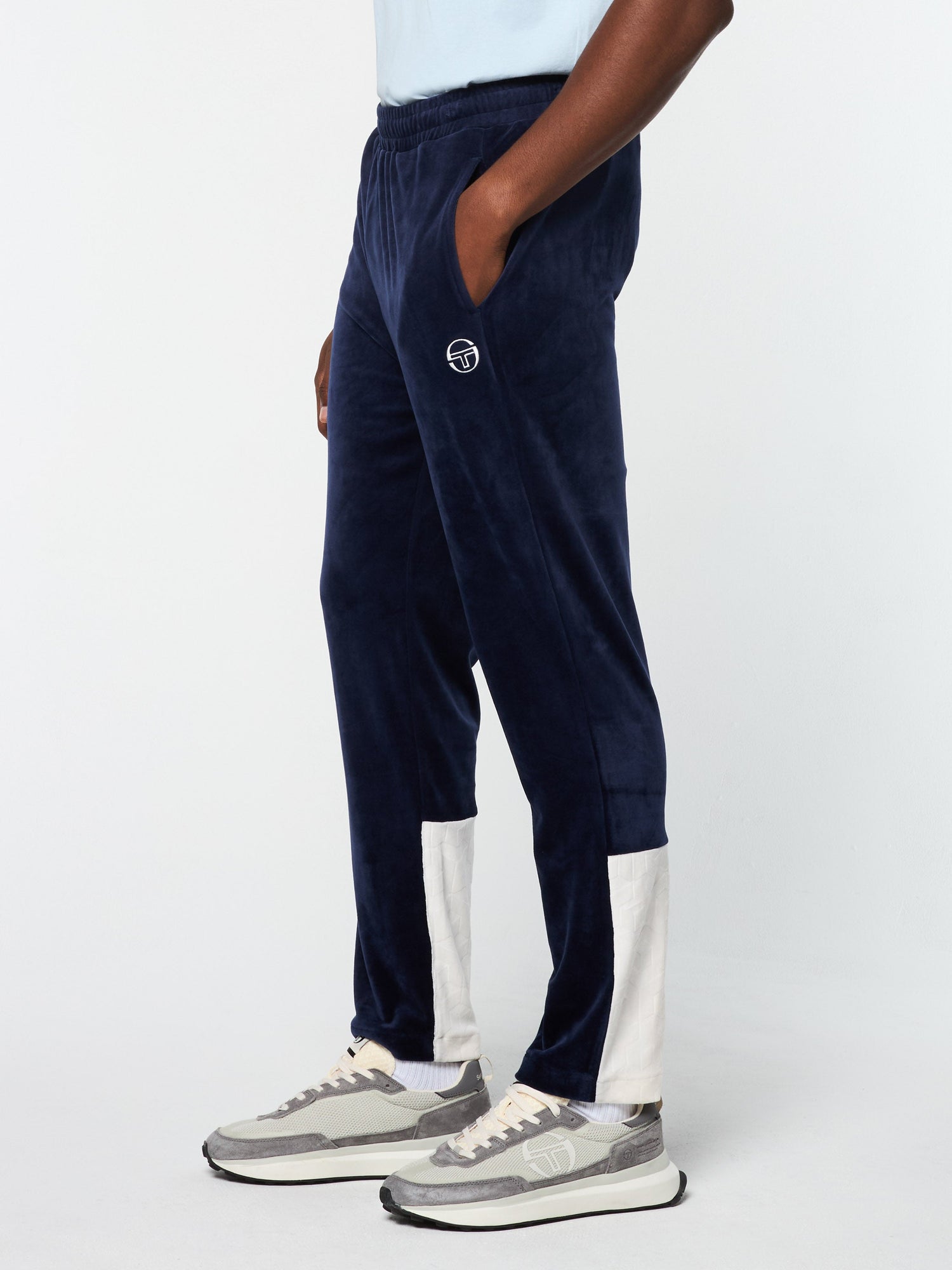 Men | Foggia Velour Debossed Track Pant | Maritime Blue