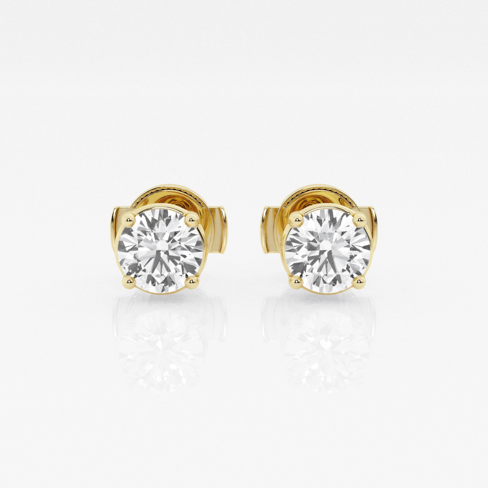 1.00 CT Round Lab-Grown Diamond | Stud Earrings | 14K Yellow Gold | G Color | SI Clarity