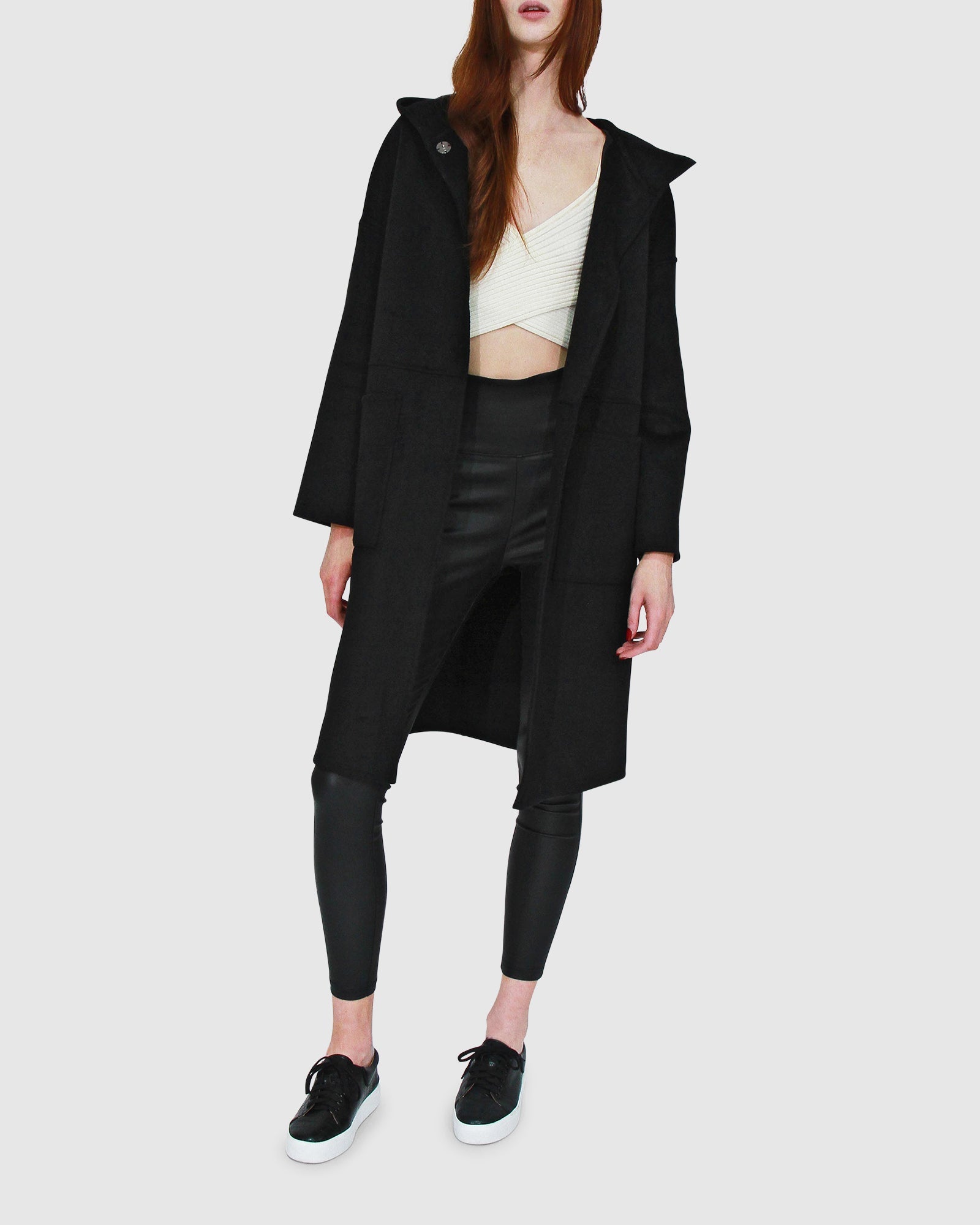 Women | Sunday Morning Wool Blend Hooded Coat | Black