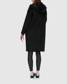 Women | Sunday Morning Wool Blend Hooded Coat | Black