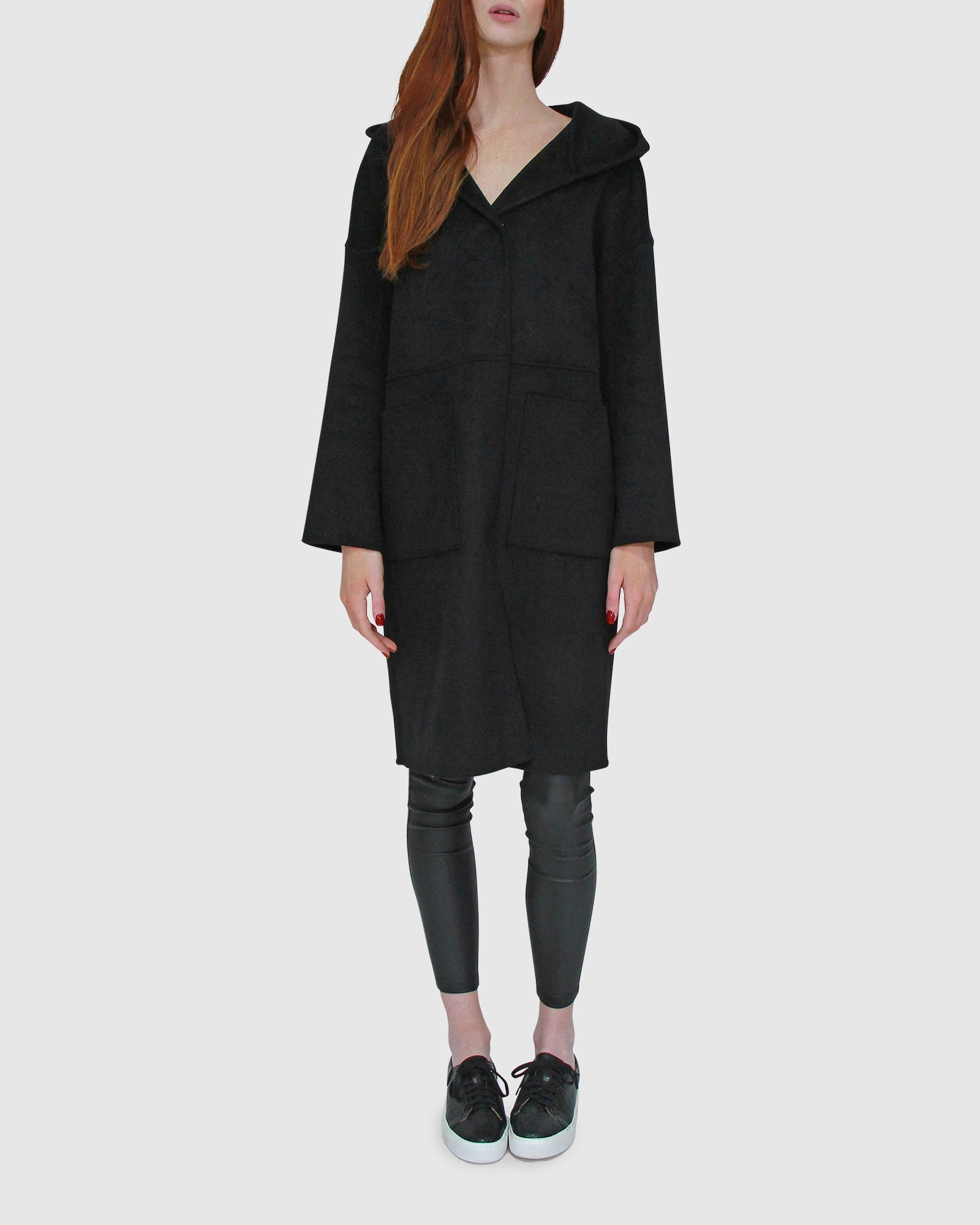 Women | Sunday Morning Wool Blend Hooded Coat | Black