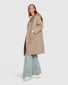 Women | Sunday Morning Wool Blend Hooded Coat | Beige