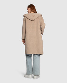 Women | Sunday Morning Wool Blend Hooded Coat | Beige