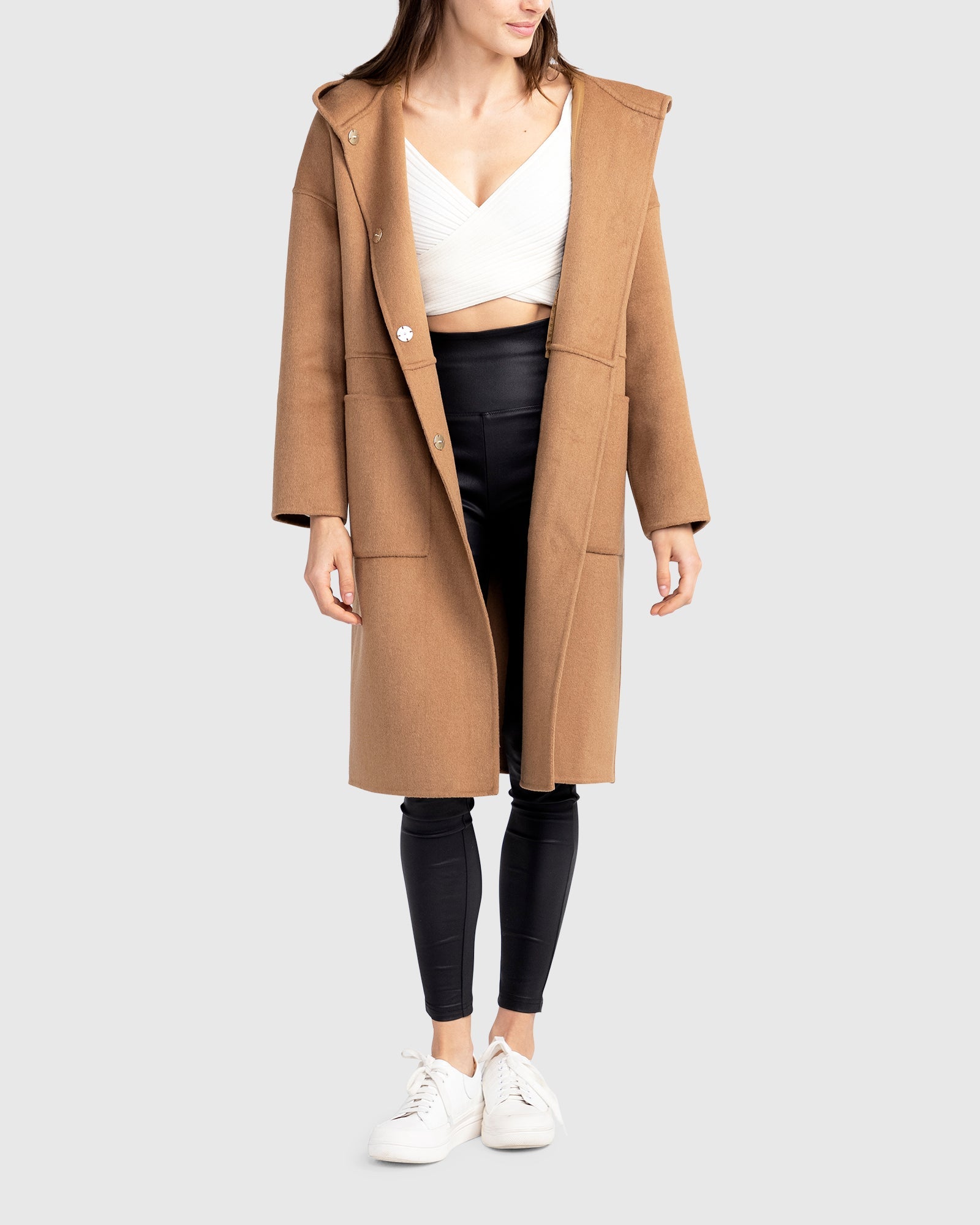 Women | Sunday Morning Wool Blend Hooded Coat | Camel