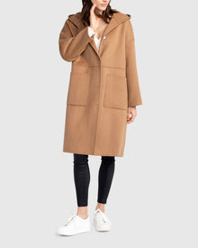 Women | Sunday Morning Wool Blend Hooded Coat | Camel