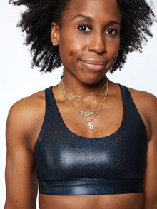 Women | Soul by SoulCycle | Looped X Back Disco Foil Bra | Black