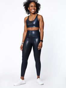 Women | Soul by SoulCycle | Looped X Back Disco Foil Bra | Black