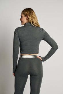 Women | SPLITS59 | Stevie Active Rib Half Zip | Heather Grey