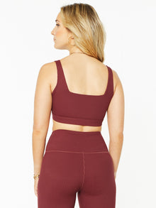 Side Bar Ribbed Bra | Burgundy