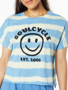 Women | Soul by SoulCycle | Gracie Raw Hem Boyfriend Tee Blue/Yellow | Tie Dye