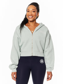 Marissa Cropped Zip Up Hoodie | Teal