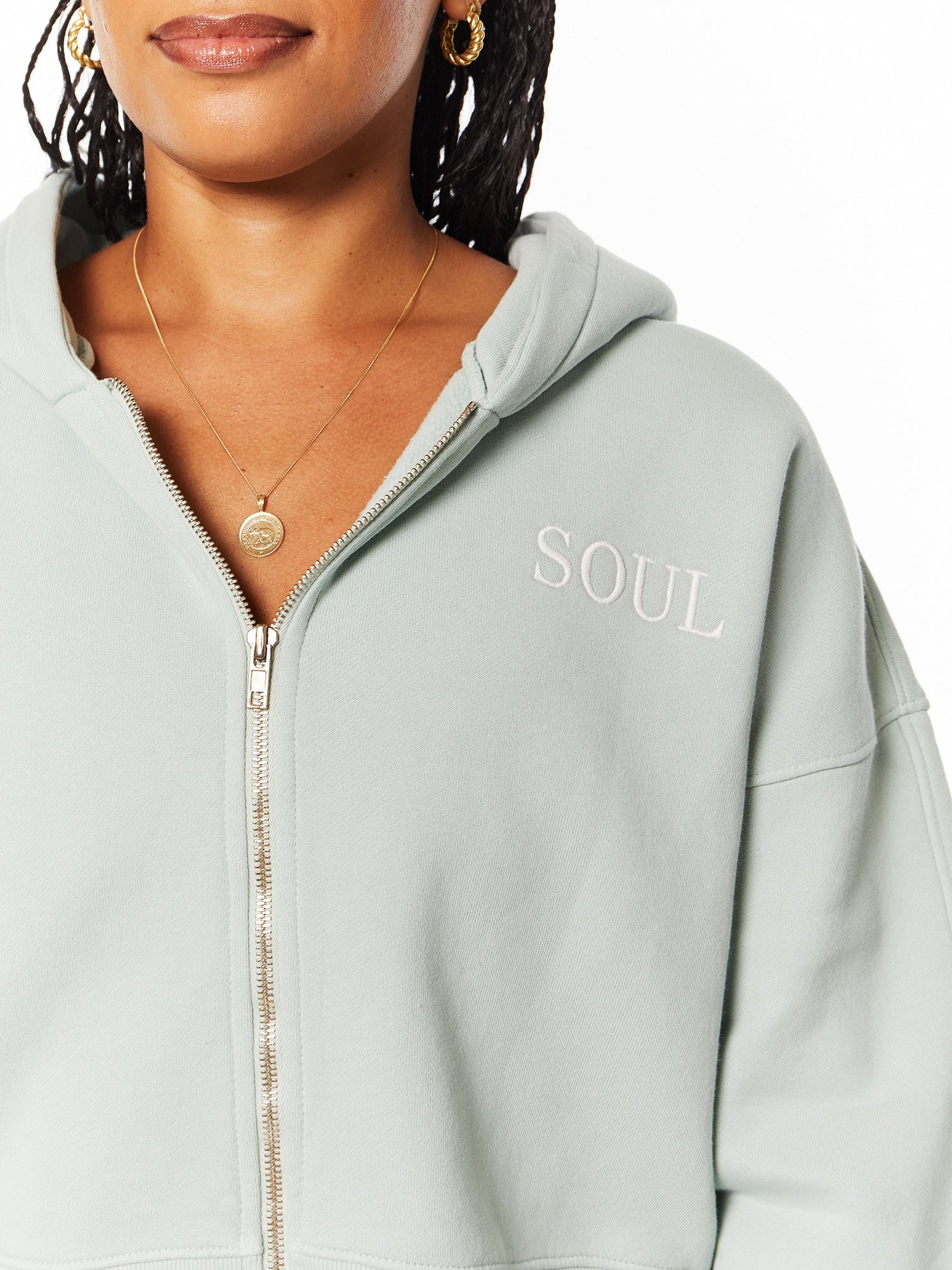 Marissa Cropped Zip Up Hoodie | Teal