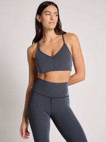 Spiritual Gangster | Mercury 2-Tone Longline Bra | Black