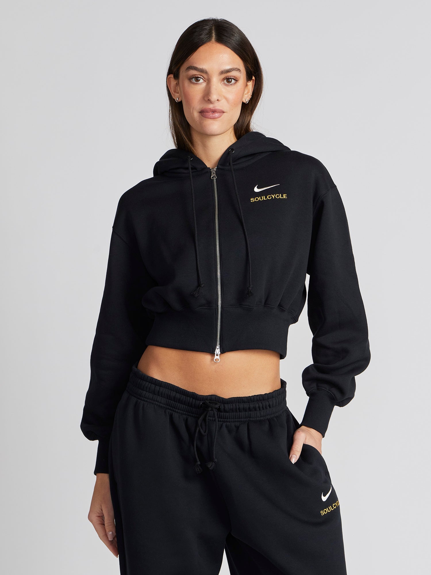 Women | Nike | Loose Crop Full Zip Hoodie | Black/White