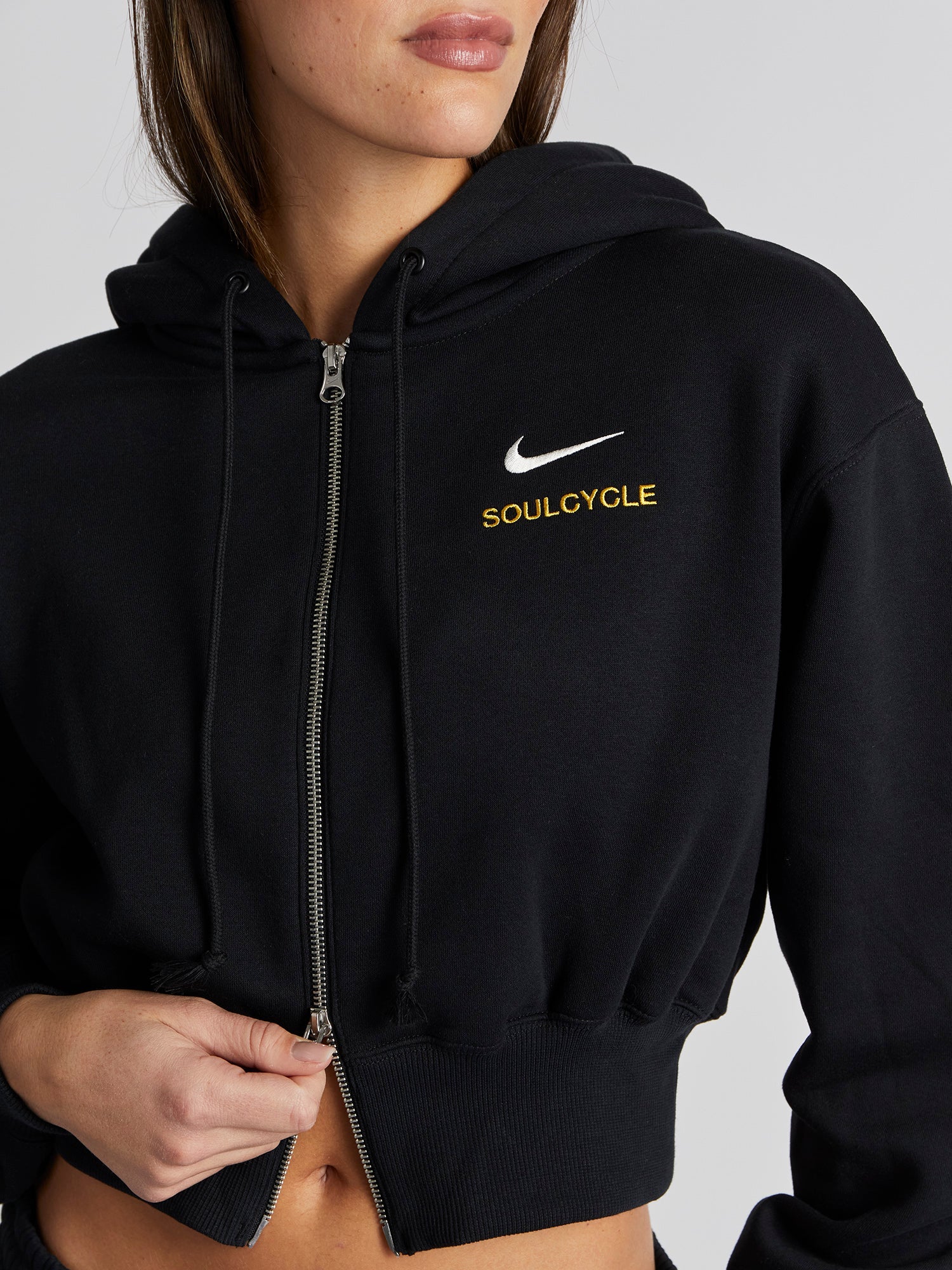Women | Nike | Loose Crop Full Zip Hoodie | Black/White