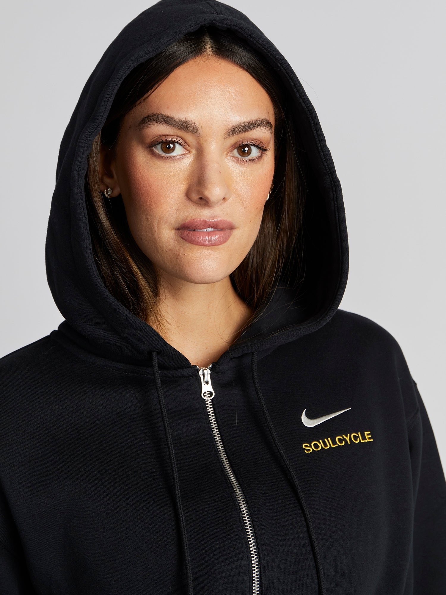 Women | Nike | Loose Crop Full Zip Hoodie | Black/White