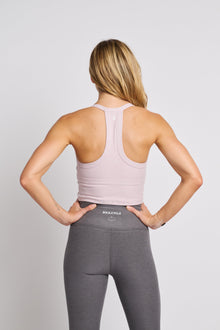 Women | Beyond Yoga | On The Up Cropped Tank | Blush Blooms Heather